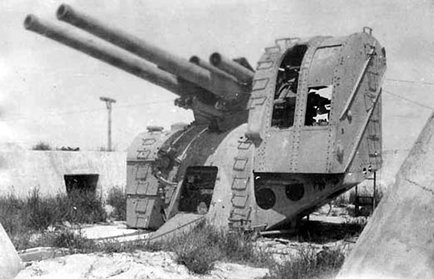 Hulk of a Japanese Type 89 127mm dual-purpose gun, Kwajalein, March 1945. This type of gun was a very common air defense weapon in the Central Pacific Theater.