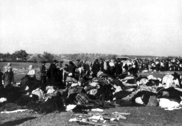 Jews being rounded up outside Lubny, Ukraine, 16 Oct 1941