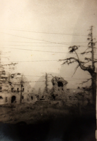 Damaged buildings, Italy, 1945