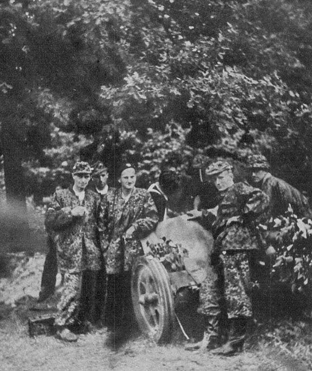 German 5 cm PaK 38 gun captured by Polish fighters, gardens outside of Krasinski Palace, Warsaw, Poland, 11 Aug 1944, photo 1 of 2