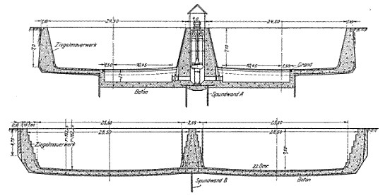 Drawing of the building docks of Seebeckwerft shipyard, Bremerhaven, Germany after the 1906-1910 consolidation