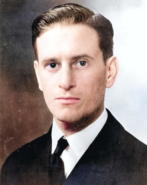 Portrait of Lieutenant (jg) Eugene Lindsey, circa 1929 [Colorized by WW2DB]