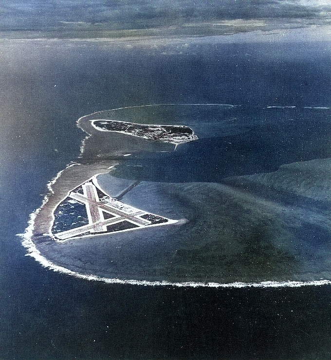 Aerial photograph of Midway Atoll, 24 Nov 1941 [Colorized by WW2DB]