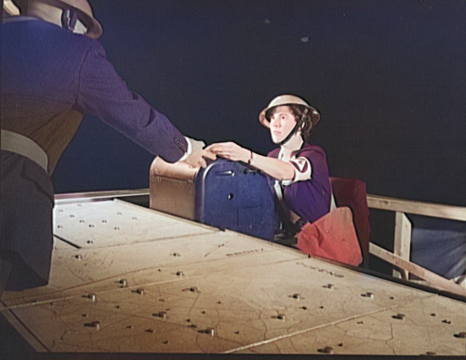 American woman working at a teletype machine, Oct 1941 [Colorized by WW2DB]