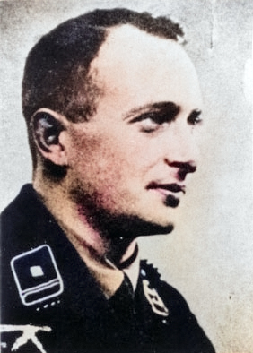 Portrait of Eichmann in SS uniform, 1933 [Colorized by WW2DB]