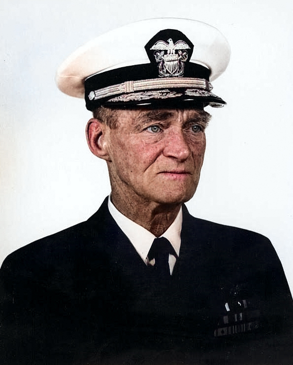 Vice Admiral Mitscher, circa 1944-45 [Colorized by WW2DB]