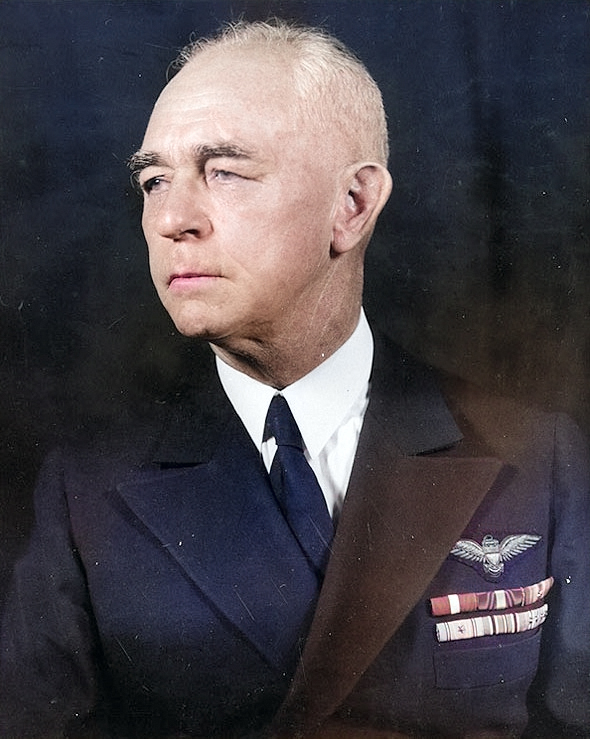 Portrait of Admiral Richmond Turner, date unknown [Colorized by WW2DB]