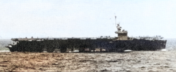 USS Coral Sea underway, 1943-1944 [Colorized by WW2DB]