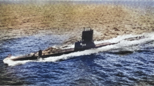 USS Sea Cat underway, circa mid-1950s [Colorized by WW2DB]