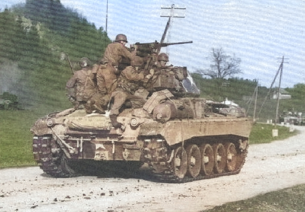 US Army M24 Chaffee light tank fighting in Salzburg, Austria, early May 1945 [Colorized by WW2DB]