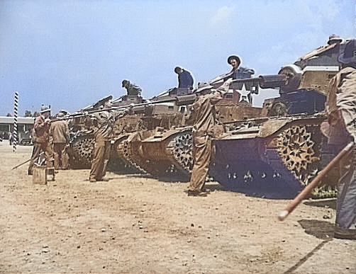 US troops training with M2 light tanks, Fort Knox, Kentucky, United States, Jun 1942 [Colorized by WW2DB]