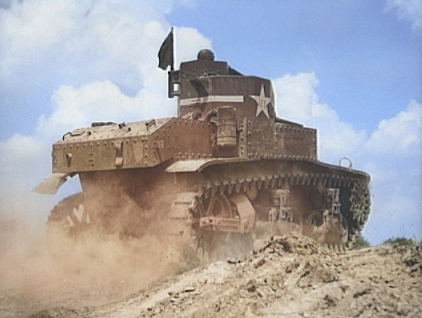 M3 light tank in training at Fort Knox, Kentucky, United States, Jun 1942, photo 1 of 4 [Colorized by WW2DB]