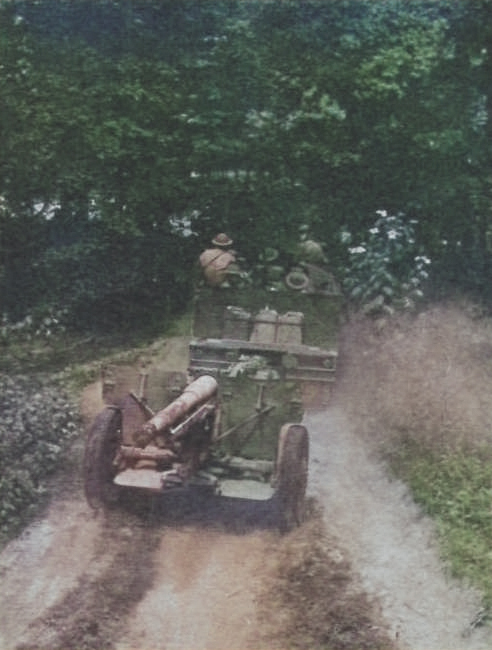 US 75mm gun on exercise, Tennessee, United States, Jun 1941 [Colorized by WW2DB]