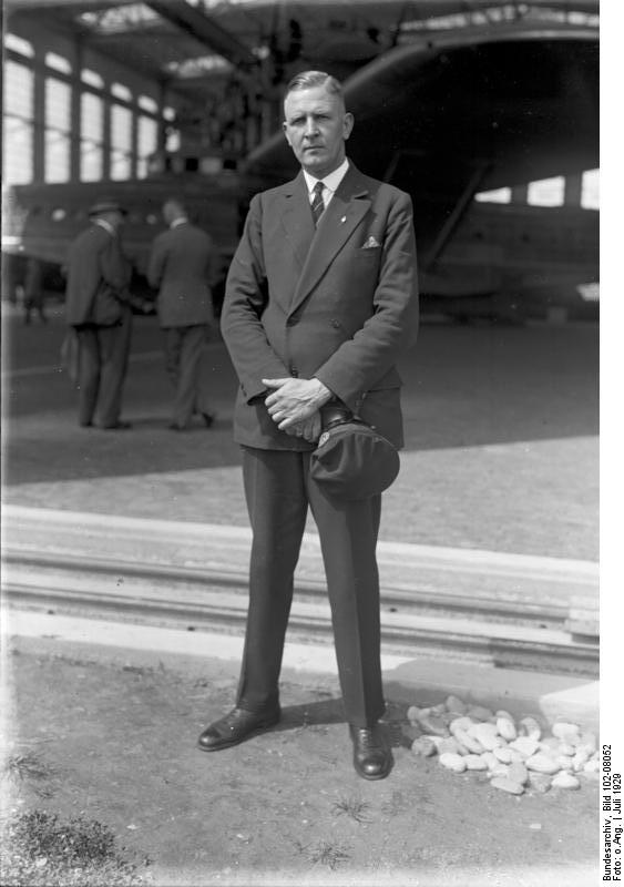 Dornier chief pilot Wagner in front of Do X aircraft, Jul 1929