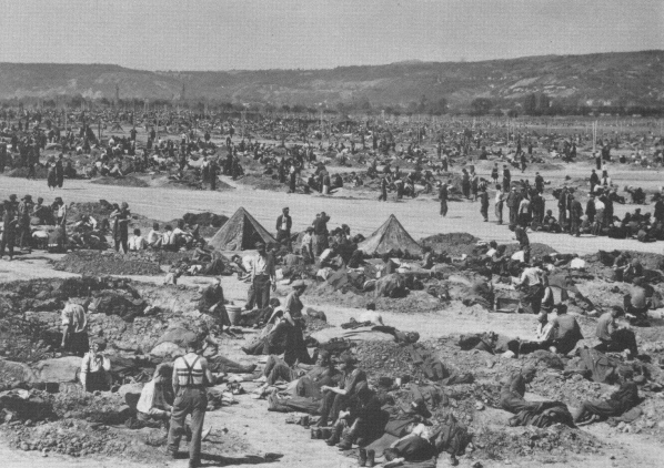 Prisoner of war camp in Sinzig, Germany, 12 May 1945