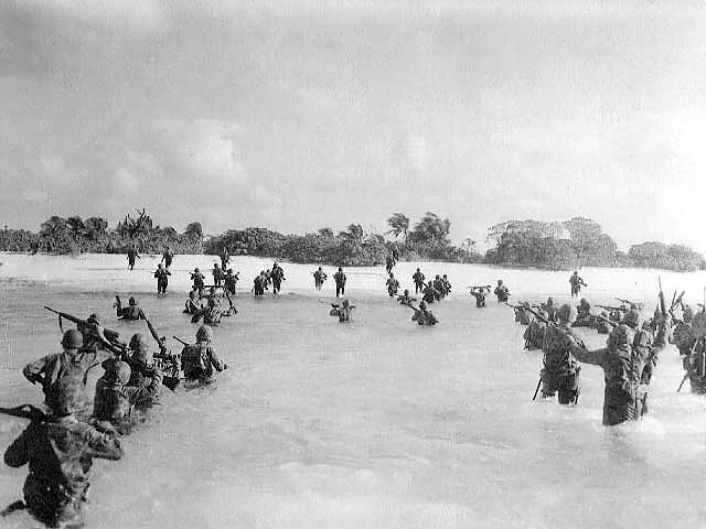 US Marines landing on Eniwetok, Marshall Islands, 17 Feb 1944