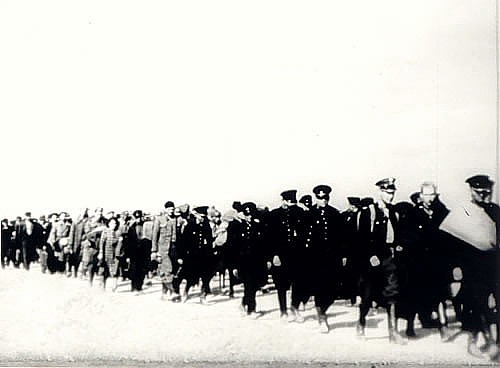 A column of Polish policemen and civilians in Soviet captivity, Poland, Sep 1939