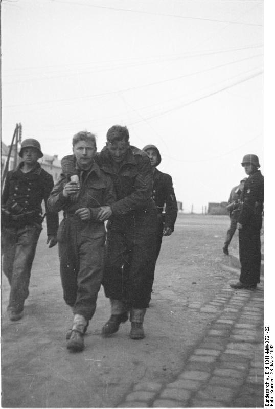 British prisoners of war, Saint-Nazaire, France, 28 Mar 1942