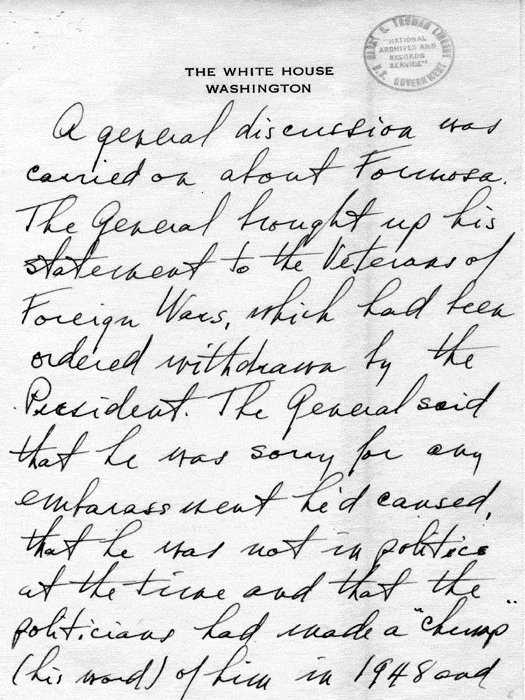 Truman's secretary's memo regarding the Truman-MacArthur meeting at Wake, 25 Nov 1950, page 3 of 4