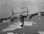 B-24J Liberators of the 15th Air Force return from mission to Mühldorf, Germany to their base in Italy, Mar 19 1945. Note the island of Drvenik Veliki, Yugoslavia (now Croatia) below.