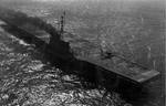 FM-2 Wildcat rolls down the flight deck on the training aircraft carrier USS Sable on Lake Michigan, United States, 1945.