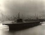 The training aircraft carrier USS Sable at the Navy Pier on Lake Michigan in Chicago, Illinois, United States, 1944.