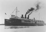 The steamship Greater Buffalo before she was converted to the training aircraft carrier USS Sable. The Great Lakes, United States, 1930s.