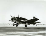 XSB2D-1 Destroyer prototype taking off on a test flight, 1943.