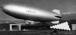 US Navy K-class airship of Airship Patrol Squadron ZP-33 at NAS Tillamook, Oregon, United States, 1943-44.