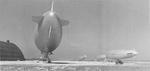 Four US Navy K-class airships of Airship Patrol Squadron ZP-14 at NAS Weeksville, North Carolina, United States, 1943-44.