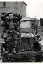 Captured German pilot who was shot down by anti-aircraft fire near Weisweiler, Germany, fall 1944.