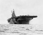 USS Yorktown (Essex-class) at anchor in the Majuro Lagoon, Marshall Islands, 5 Jun 1944.