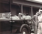 President Franklin Roosevelt seated in his car as he arrived at Naval Air Station Corpus Christi, Texas, United States, 21 Apr 1943.