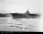 Carrier Franklin off the Puget Sound Navy Yard, Bremerton, Washington, United States, 31 Jan 1945 after repairs from a Japanese special aircraft attack.