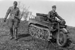 SdKfz 2 Kettenkrad negotiating down a slope in the Soviet Union, 1944