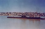 Submarine USS Swordfish shortly after launching at Mare Island Naval Shipyard, Vallejo, California, United States, 1 Apr 1939