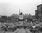 Celebration for the 100,000th Bren gun built at the John Inglis and Company factory, Toronto, Canada, 20 Aug 1943, photo 1 of 2