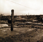 Marker for a mass grave, Hiroshima, Japan, Sep 1945