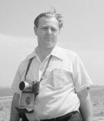 US Office of War Information photographer Alfred T. Palmer at US Marine Corps training base Parris Island, Port Royal, South Carolina, United States, May 1942