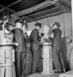 Chinese Navy junior officers receiving Bridge instructions at the Chatham Gunnery School, England, United Kingdom, Aug 1945, photo 1 of 2