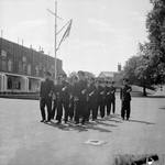 Chinese junior officers marching, Chatham Gunnery School, England, United Kingdom, Aug 1945