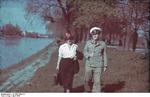 Horst Grund with his mother Marie Elisabeth Grund by the Isar River in Landshut, southern Germany, Apr 1943