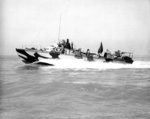 PT-628, a 78-foot Higgins boat, during testing on Lake Pontchartrain, Louisiana, United States, Jan 1945.