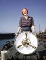 Worker at Electric Boat Company, New London, Connecticut, United States, 1943.