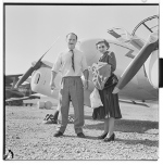 Douglas Bader inspecting a Norwegian Gemini aircraft, Fornebu, Bærum, Akershus, Norway, 1955, photo 4 of 8