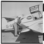 Douglas Bader inspecting a Norwegian Gemini aircraft, Fornebu, Bærum, Akershus, Norway, 1955, photo 5 of 8