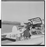 Douglas Bader inspecting a Norwegian Gemini aircraft, Fornebu, Bærum, Akershus, Norway, 1955, photo 6 of 8