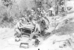 Members of US 5332nd Brigade (Provisional), Burma, 1945; Polley, Baylles, Scheer, Kandrack, Dolwick, Hodder, Molina, J. R. Smith, Pustejovesky, Haefele, and Stefanovitch