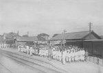 Civilians gathering to wave to Crown Prince Hirohito, who would be passing by aboard a train, Toen Rail Yard, Taiwan, 19 Apr 1923