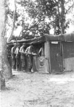 US 5332nd Brigade (Provisional) personnel at a kitchen in Inai-Long, Shan, Burma, 1945